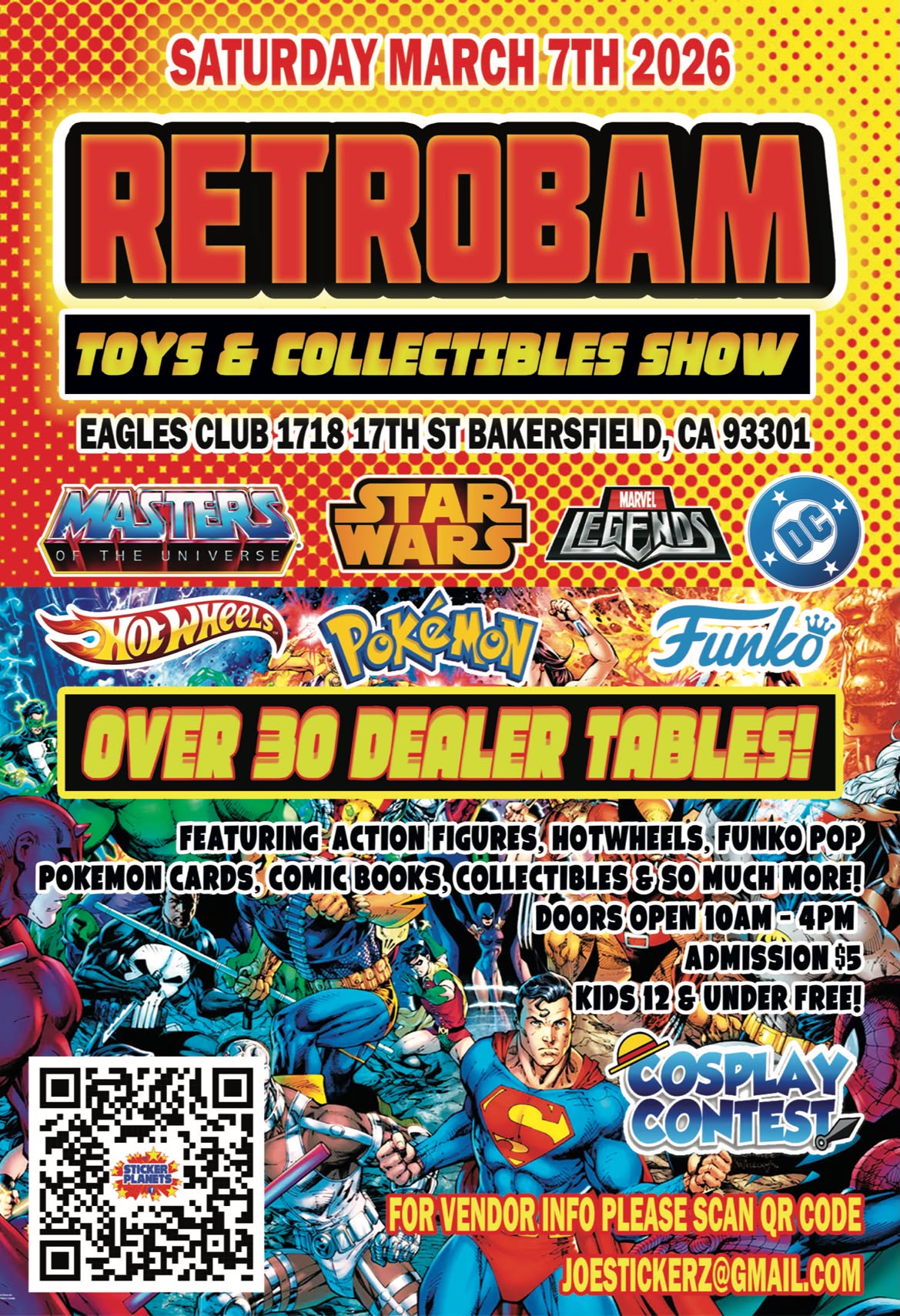 Flyer for RETRO-BAM! Toys & Collectibles Show on October 10, 2026